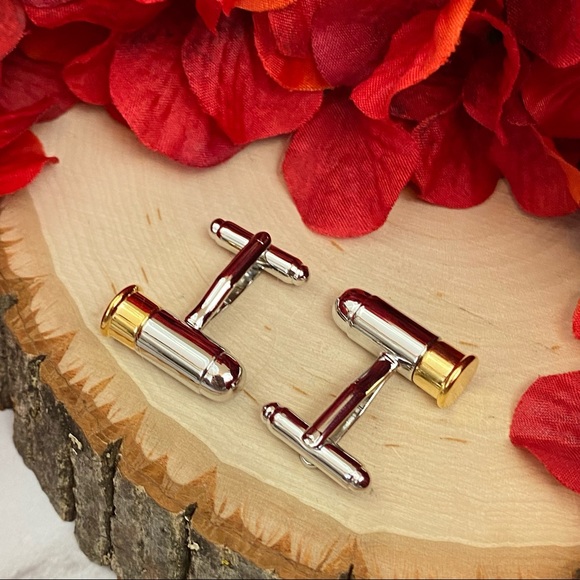 Gold and Silver Revolver Bullet NRA Cufflinks - Picture 11 of 16
